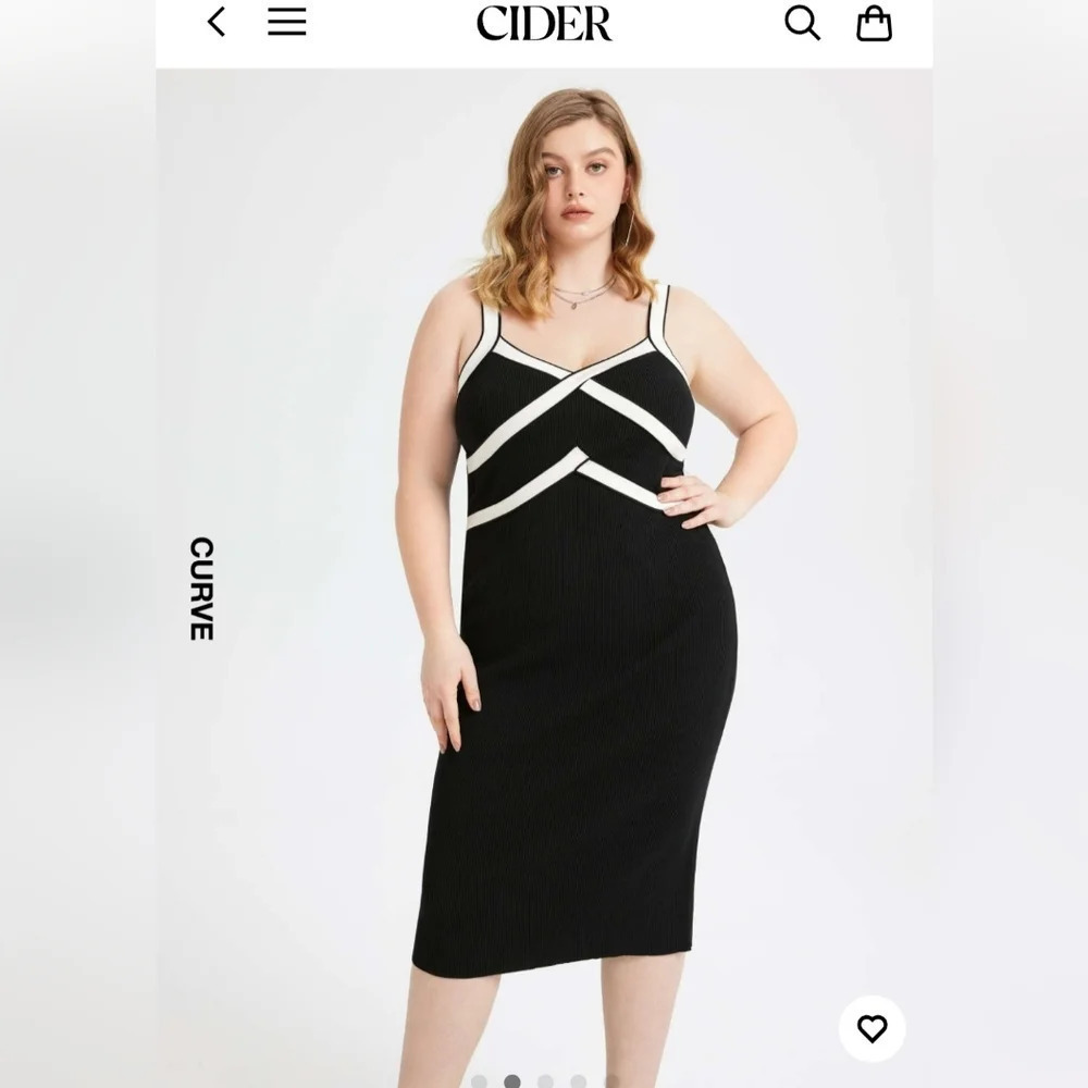 NWT Cider Knit Contrast Trim Rib Cami Dress Curve & Plus